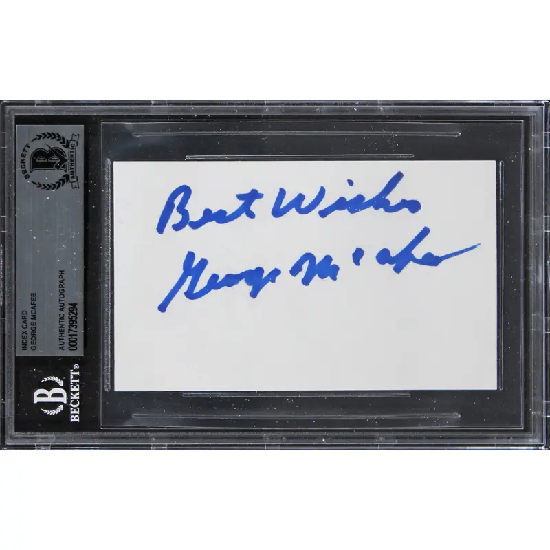 Bears George McAfee "Best Wishes" Authentic Signed 3x5 Index Card BAS Slabbed