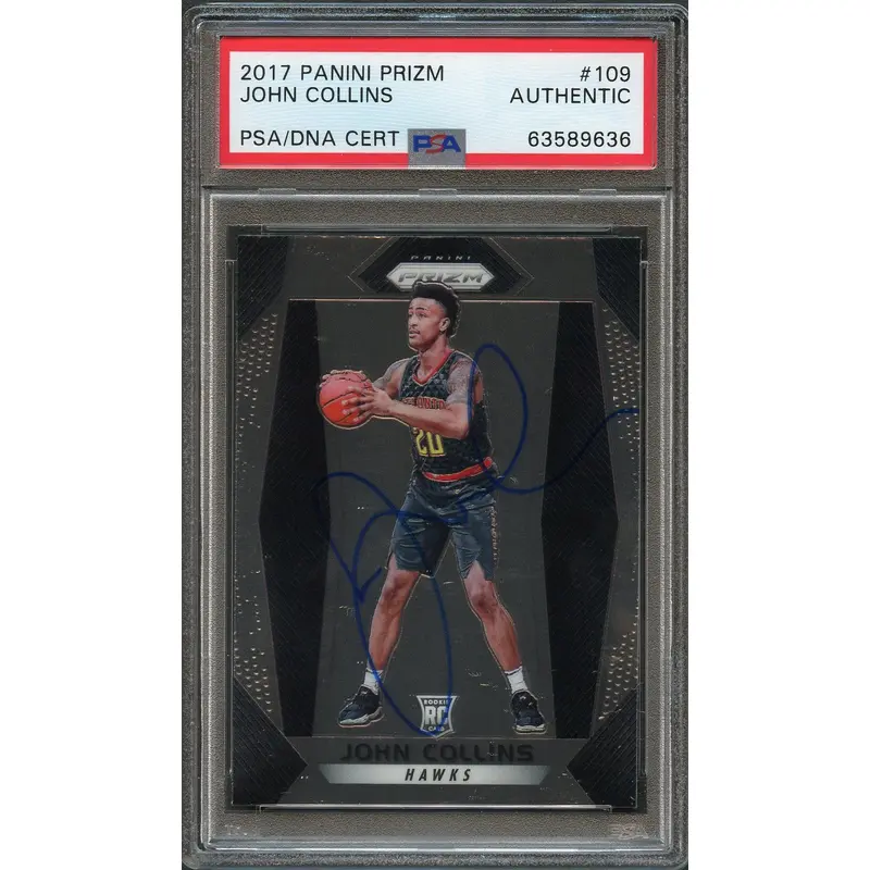 2017-18 PANINI Prizm #109 John Collins Signed Card AUTO PSA/DNA Slabbed Hawks RC