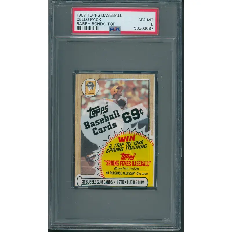 1987 Topps Baseball Unopened Cello Pack PSA 8 Bonds Top *3697