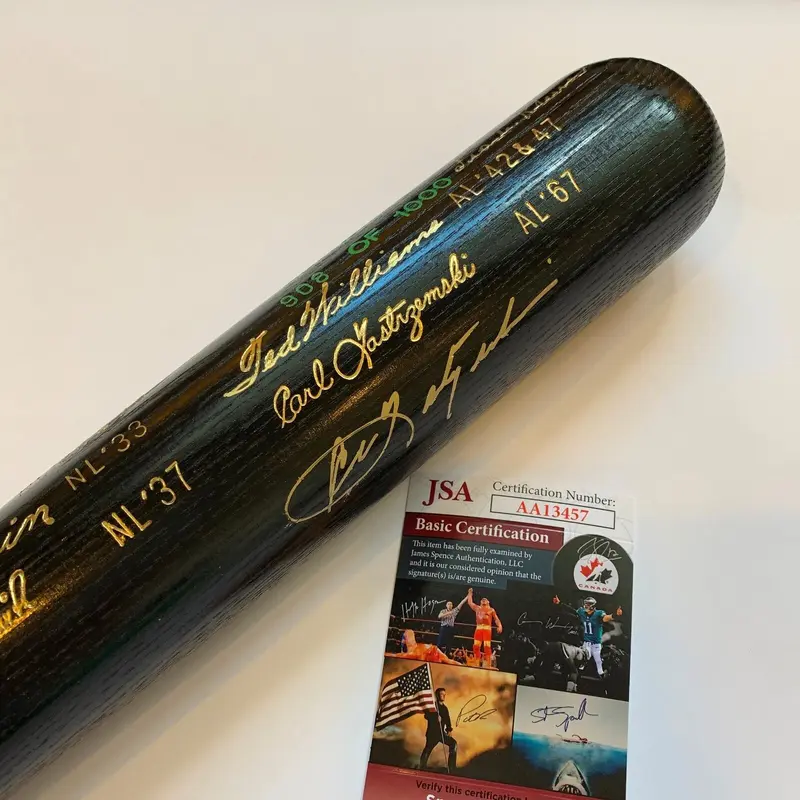 Carl Yastrzemski & Frank Robinson Signed Triple Crown Commemorative Bat JSA COA