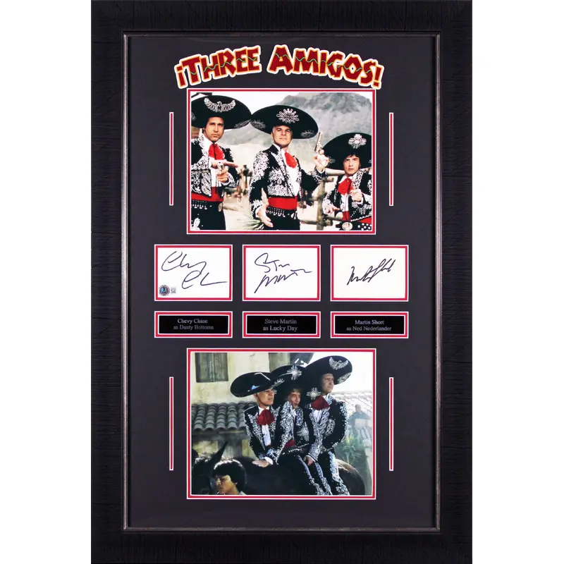 Three Amigos! (3) Chase, Martin & Short Signed Framed Display BAS #1W310739