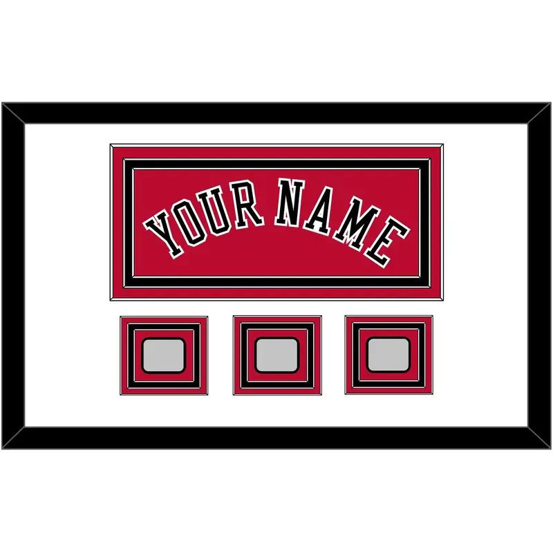 Chicago Name & 3 Champions Trophy Patches - Road Red (1986-2017) - Triple Mat 1