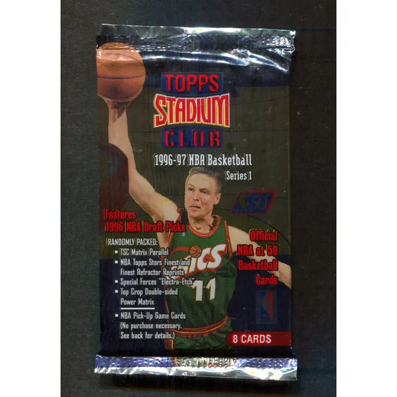 1996/97 Topps Stadium Club Basketball Unopened Series 1 Pack (Retail) (8)