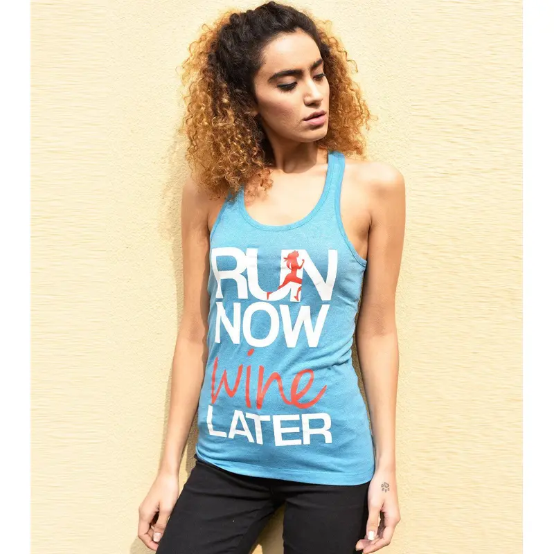 Women's Run Now Wine Later Tank Top (Dodger Blue) Wod Armour | Kibi Sports