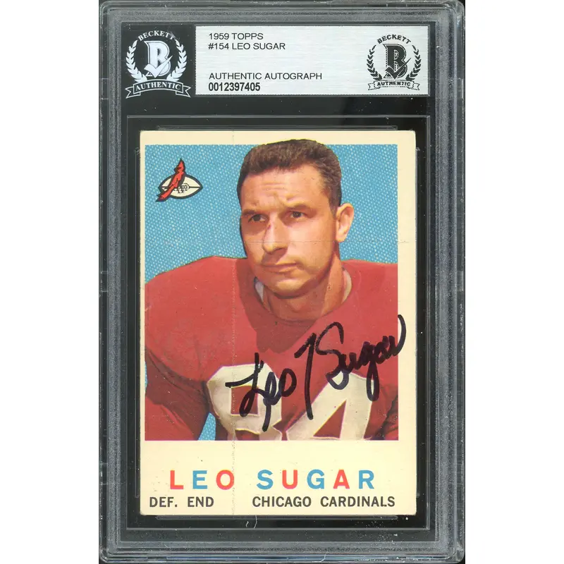 Cardinals Leo Sugar Authentic Signed 1959 Topps #154 Card BAS Slabbed