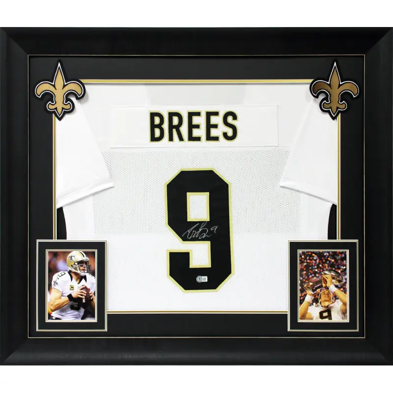 Drew Brees Authentic Signed White Pro Style Framed Jersey Autographed BAS Wit