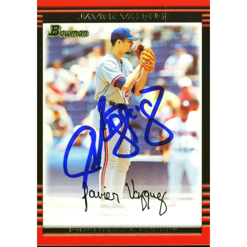Expos Javier Vazquez Authentic Signed Card 2002 Bowman RC #107 w/ COA
