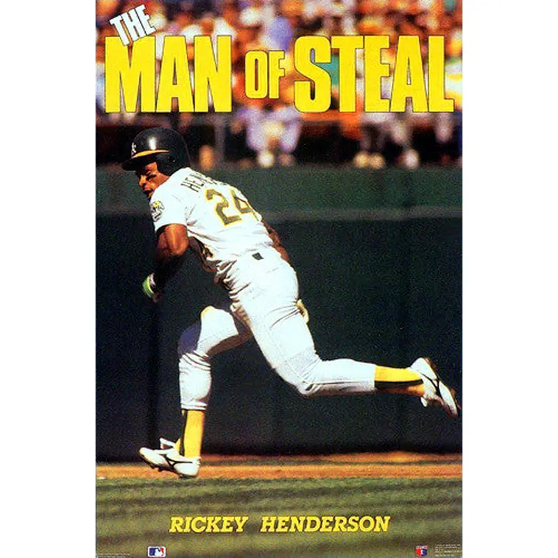 Rickey Henderson "Man of Steal" Oakland A's Poster - Costacos 1990