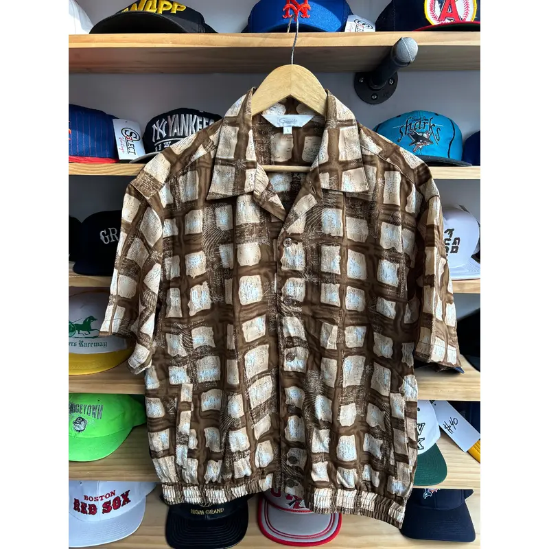 Vintage Genelli Rayon Button Sopranos Style Down Shirt Large