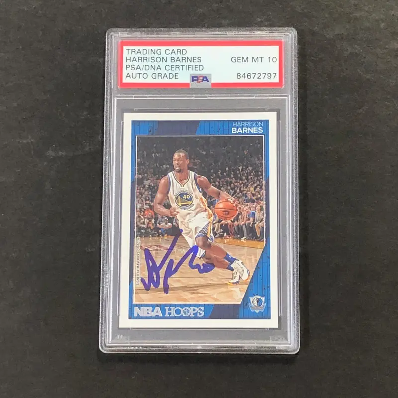 2016-17 Panini NBA Hoops #152 Harrison Barnes Signed Card AUTO PSA Slabbed Mavericks