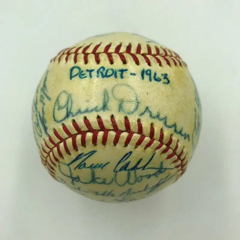 1963 Detroit Tigers Team Signed Official American League Baseball With JSA COA