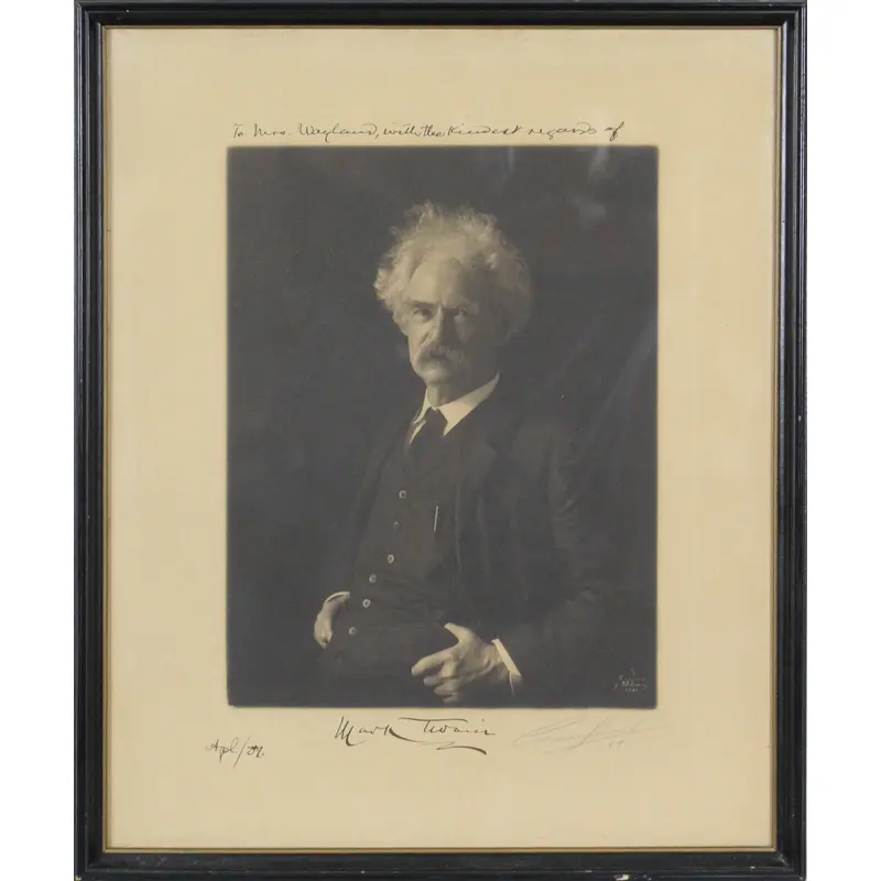 Samuel Clemens (Mark Twain) Signed & Framed 10x13 Photo Auto Graded 10! BAS