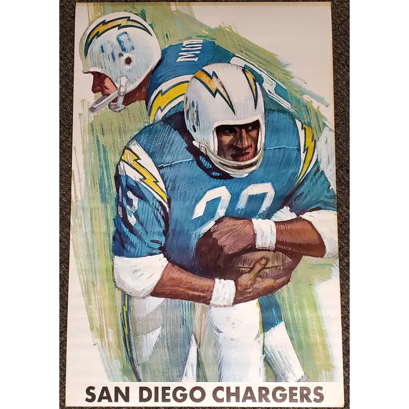 Vintage AFL 1966 SAN DIEGO CHARGERS Dave Boss NFL Football Theme Art 24x36 POSTER