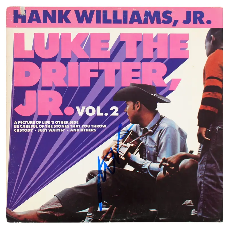 Hank Williams Jr. Signed Luke The Drifter Jr. Vol 2 Album Cover BAS #BG83140