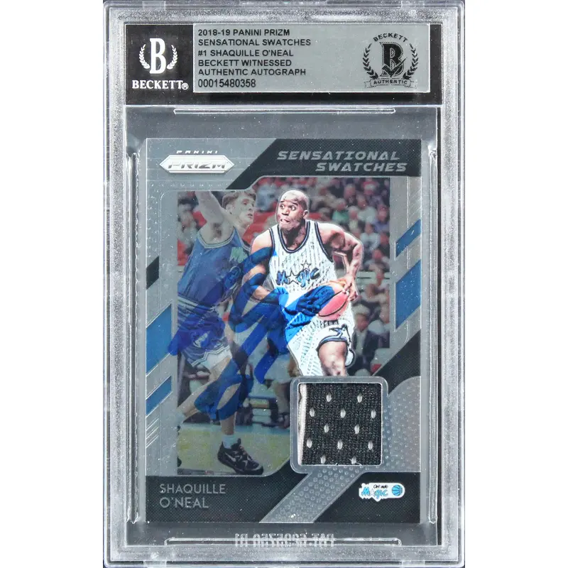 Shaquille O'Neal Signed 2018 Panini Prizm  Swatches #1 Card Auto 10! BAS Slab 2