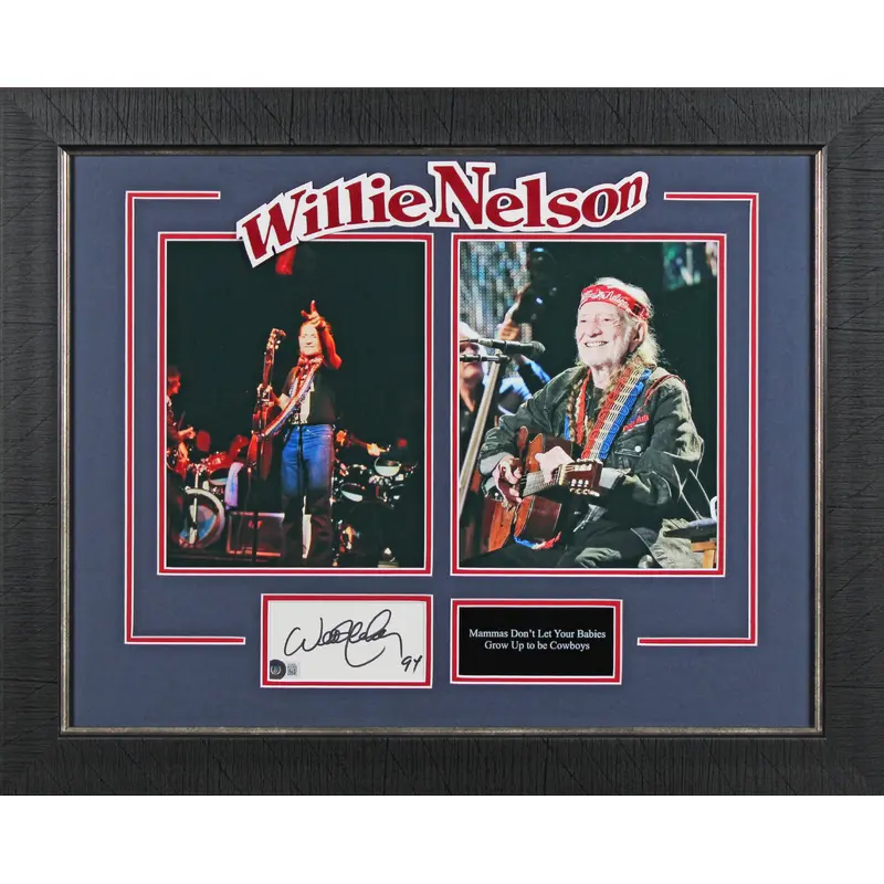 Willie Nelson Authentic Signed 3x5 Index Card Framed Display BAS #BL98280