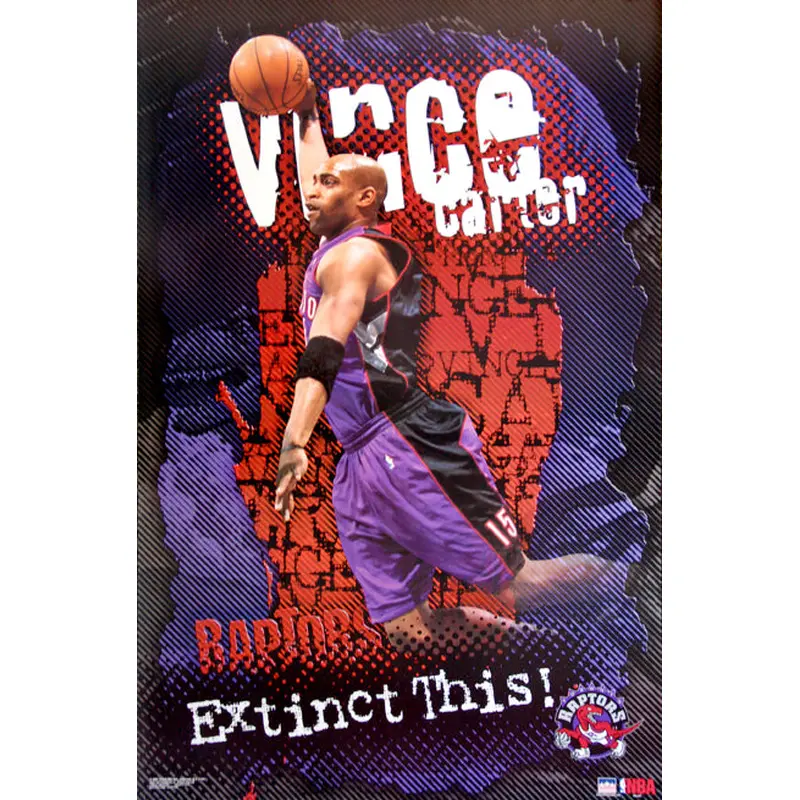 Vince Carter "Extinct THIS!" Toronto Raptors NBA Action Poster - Starline 2001