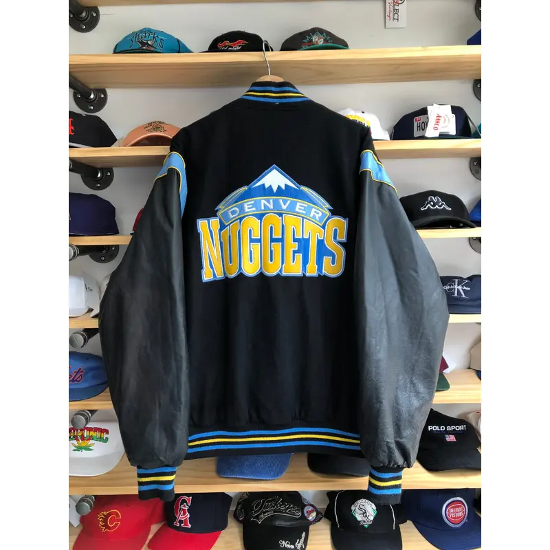 Vintage JH Design Denver Nuggets Reversible Varsity Bomber Jacket Size L/XL