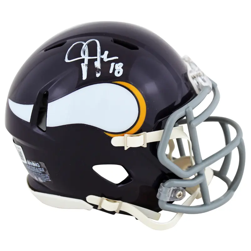 Vikings Justin Jefferson Signed 61-79 TB Speed Mini Helmet BAS Witness #W158879