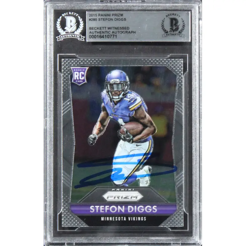 Vikings Stefon Diggs Signed 2015 Panini Prizm #285 Rookie Card BAS Slabbed