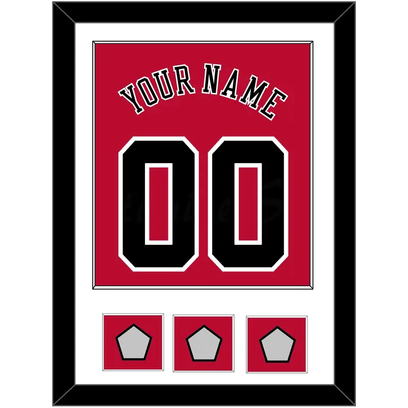 Chicago Name & Number With 3 Finals Patches - Road Red (1986-2017) - Single Mat 1