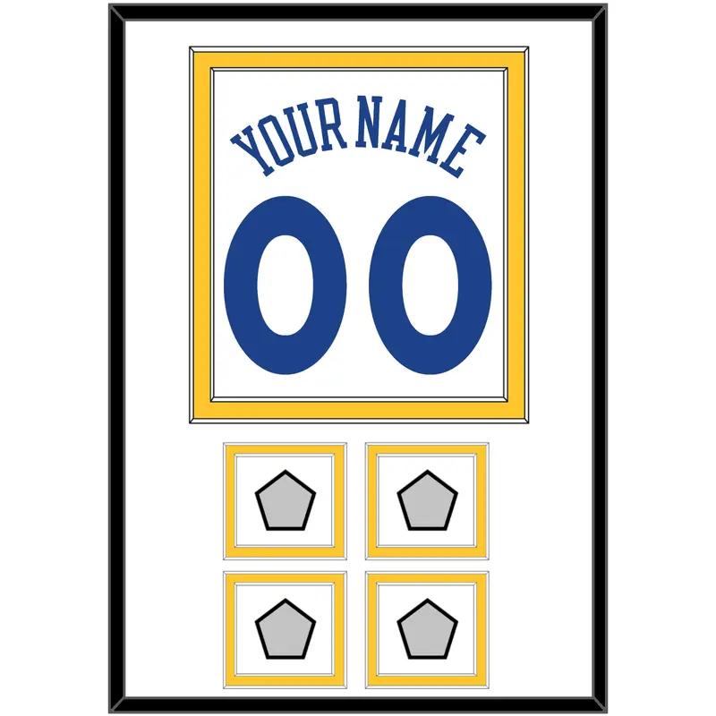 Golden State Name & Number With 4 Finals Patches - Home White (2010-2019) - Double Mat 1