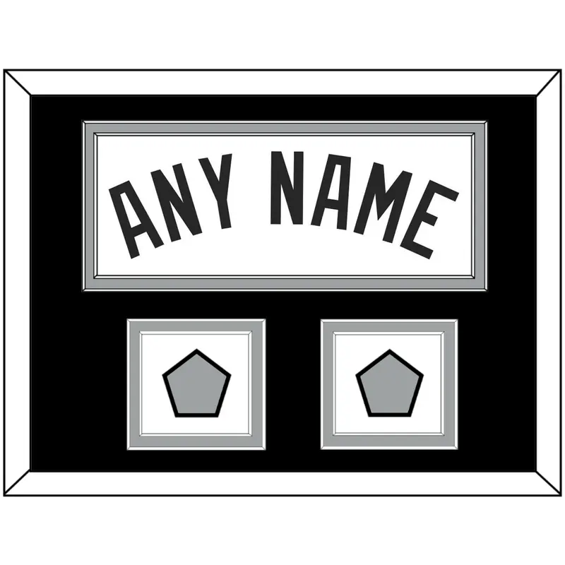 San Antonio Name With 2 Champions Banner Patches - Home White (1989-2002) - Double Mat 3