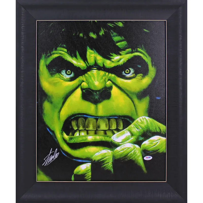 Stan Lee The Hulk Authentic Signed 16x20 Framed Canvas PSA/DNA #W18518