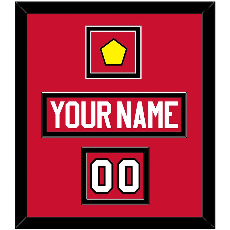 Chicago Nameplate, Number (Shoulder) & Jersey Logo Patch - Home Red - Double Mat 2
