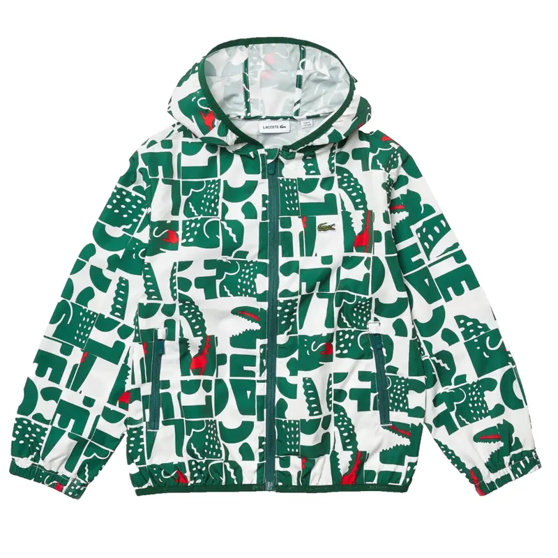 LACOSTE GREEN LACOSTE KIDS WINDBREAKER BJ2985 JRW