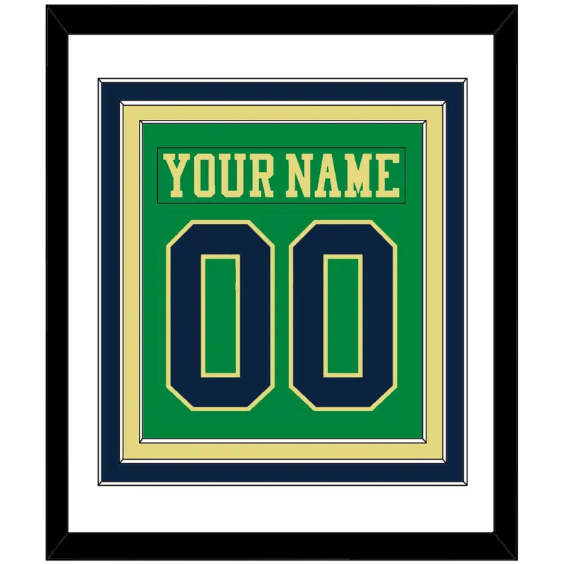 Notre Dame Hockey Nameplate & Number (Back) Combined - Alternate Green (2015) - Triple Mat 1
