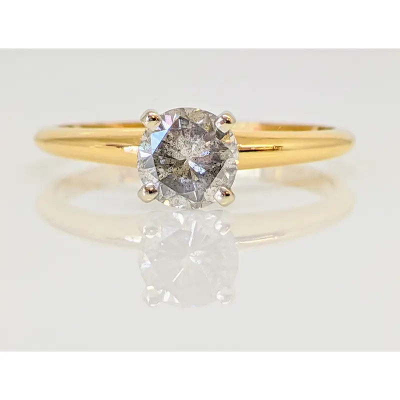 14K .61 CARAT TOTAL I1 K DIAMOND ROUND SOLITARE ESTATE RING 1.9 GRAMS