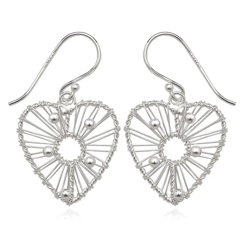 Sterling Silver Wired Heart Earrings