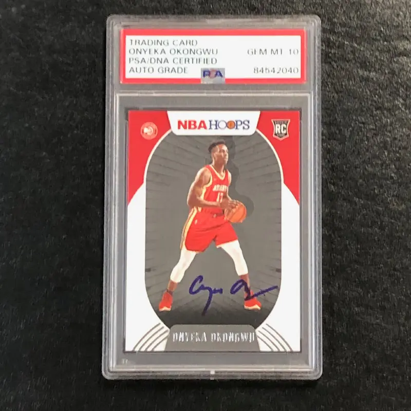 2020-21 NBA Hoops #225 Onyeka Okongwu Signed Card AUTO 10 PSA Slabbed RC Hawks
