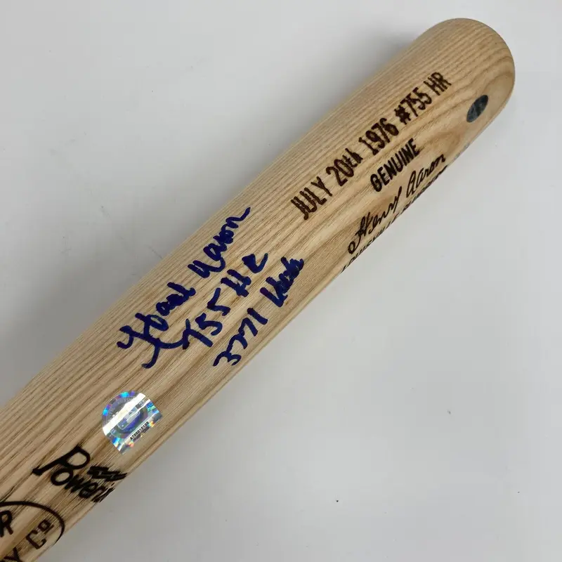 Mint Hank Aaron 755 Home Runs 3771 Hits Signed Baseball Bat MLB Authenticated