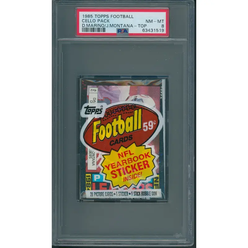 1985 Topps Football Unopened Cello Pack PSA 8 Marino Montana Top *1519