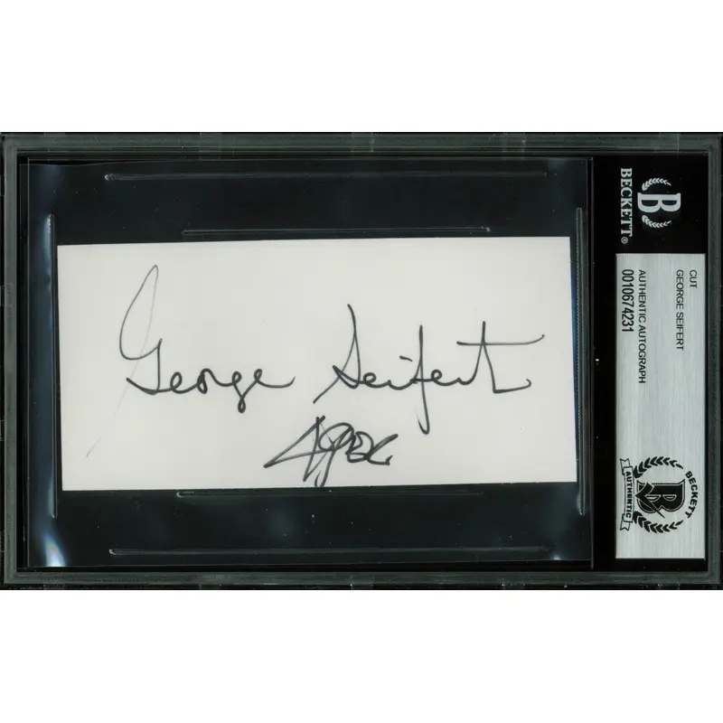 49ers George Seifert Authentic Signed 2.4x5 Cut Signature Autographed BAS Slab