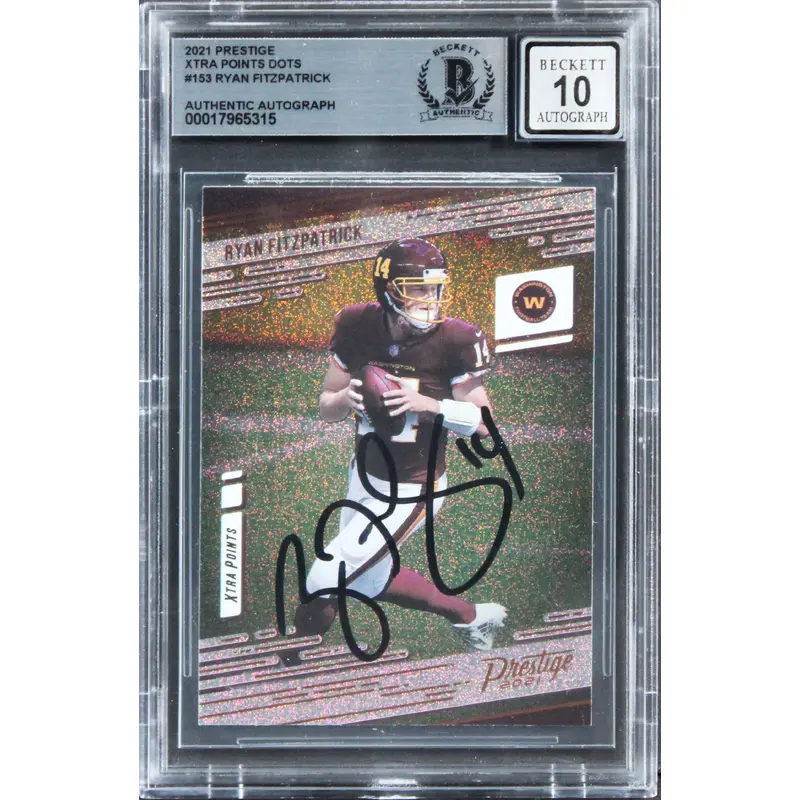 Commanders Ryan Fitzpatrick Signed 2021 Prestige XPD #153 Card Auto 10! BAS Slab
