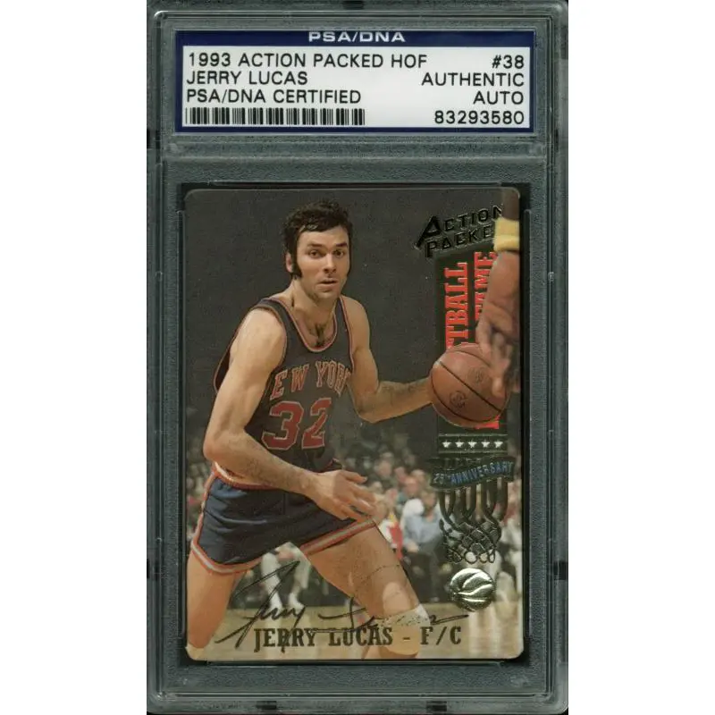 Knicks Jerry Lucas Authentic Signed Card 1993 Action Packed HOF PSA/DNA Slabbed