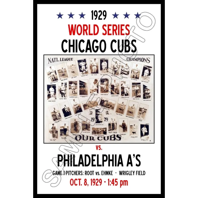 1929 World Series Poster 11X17 - Chicago Cubs vs Philadelphia Athletics A's- 1213