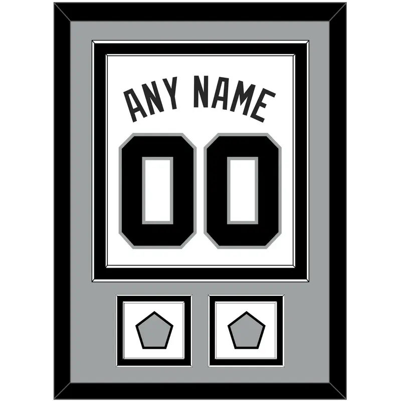 San Antonio Name & Numbers With 2 Finals Patches - Home White (1989-2002) - Double Mat 4