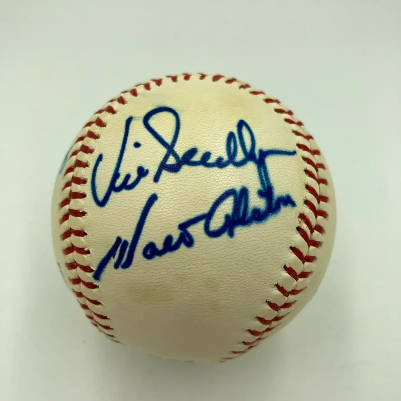 Vin Scully Sandy Koufax Walt Alston Duke Snider Dodgers Signed Baseball JSA COA