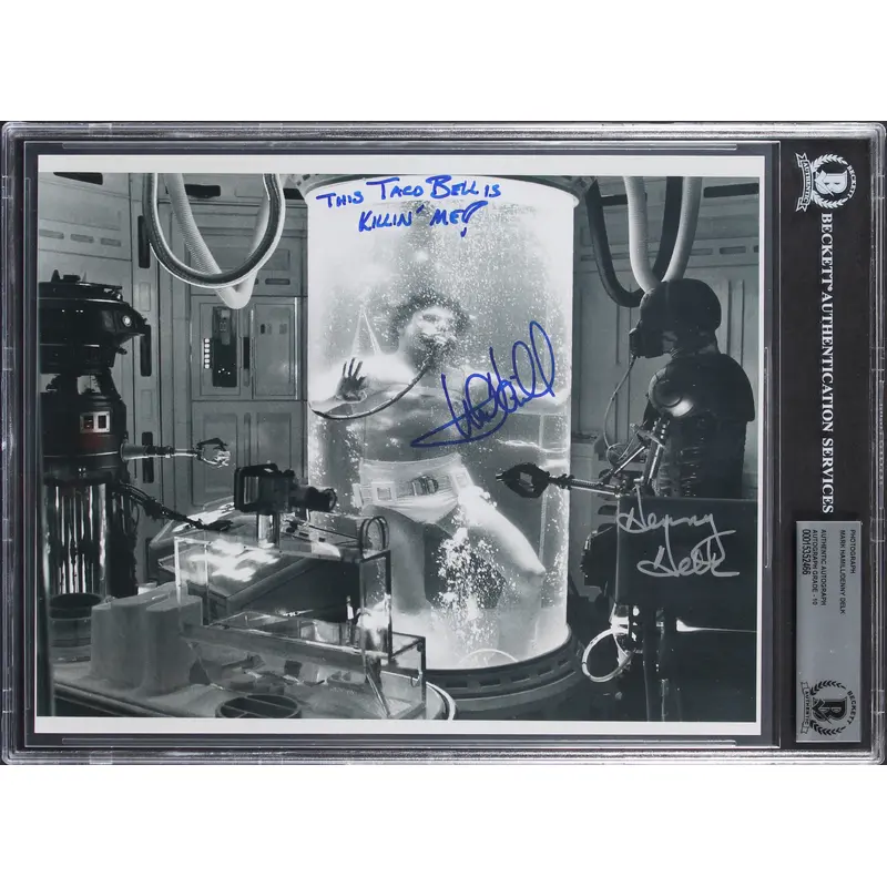 Mark Hamill & Denny Delk Star Wars Signed 8x10 Photo Auto Graded 10! BAS Slabbed