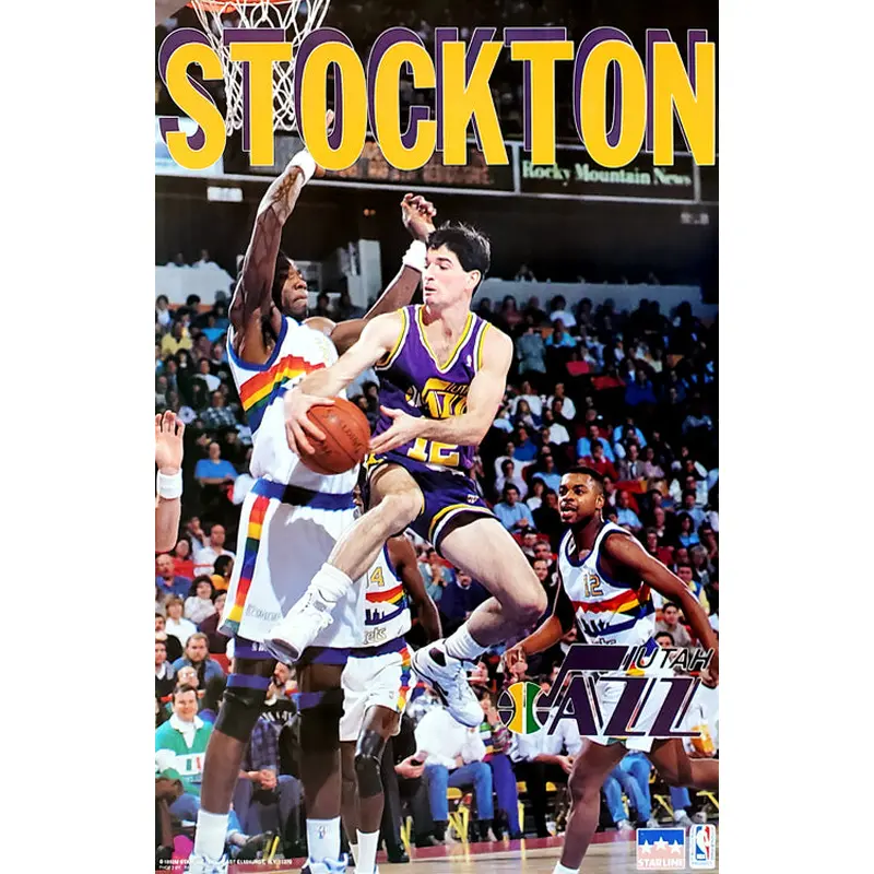 John Stockton "Classic" Utah Jazz NBA Action Poster - Starline Inc. 1992