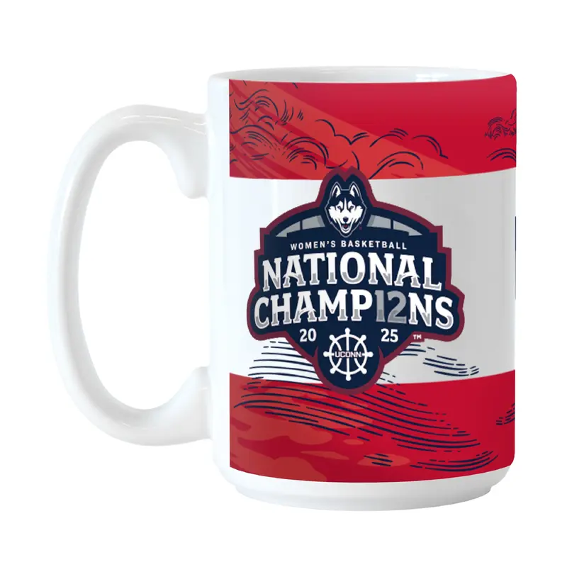 UCONN 2025 Womens Basketball Champions 15oz Recap Sublimated Mug