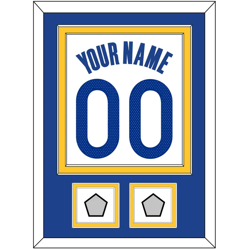 Golden State Name & Number With 2 Champions Patches - White Association - Double Mat 2