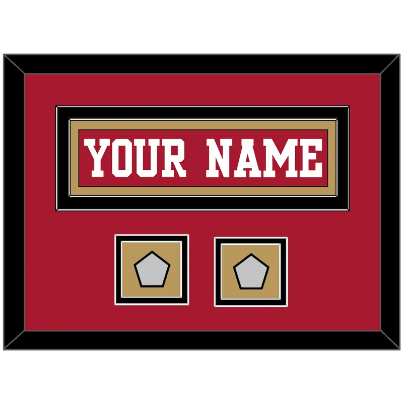 San Francisco Nameplate & 2 Super Bowl Patches - Home Red - Double Mat 9