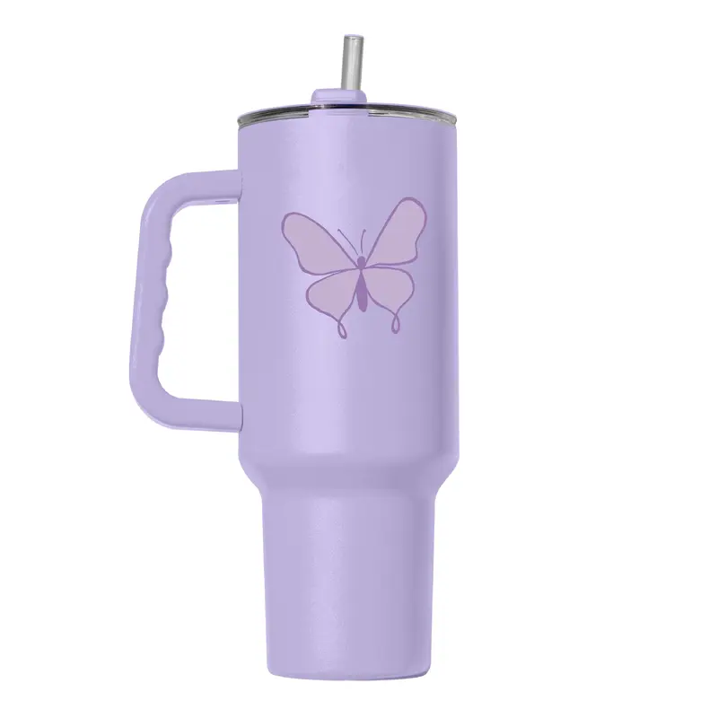 Spring 40oz Tonal Single Butterfly Lavender Powder Coat Tumbler