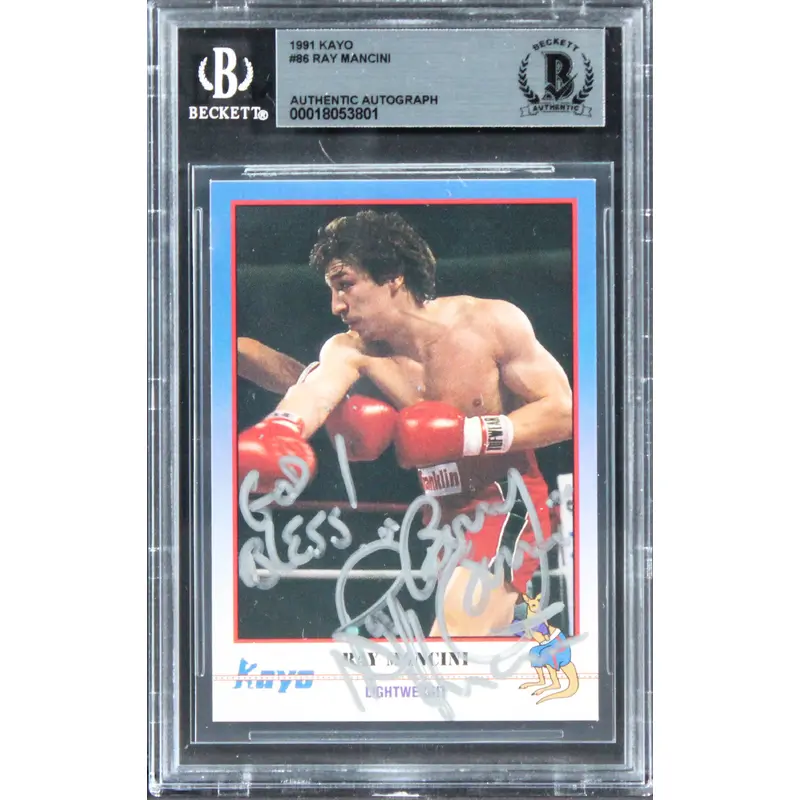 Ray Mancini "3x Insc" Authentic Signed 1991 Kayo #86 Card BAS Slabbed 2