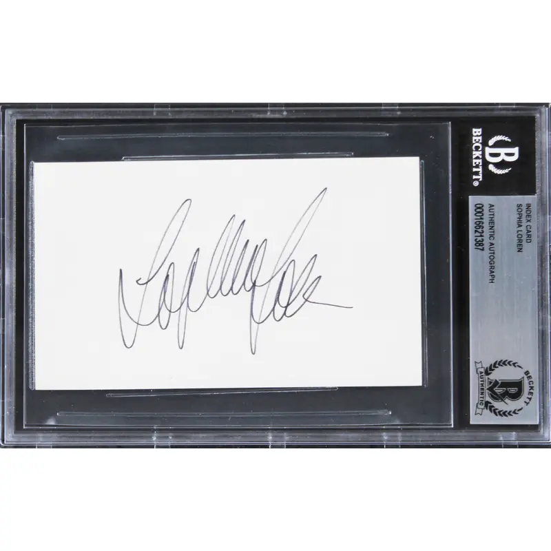 Sophia Loren Two Women Authentic Signed 3x5 Index Card Autographed BAS Slabbed